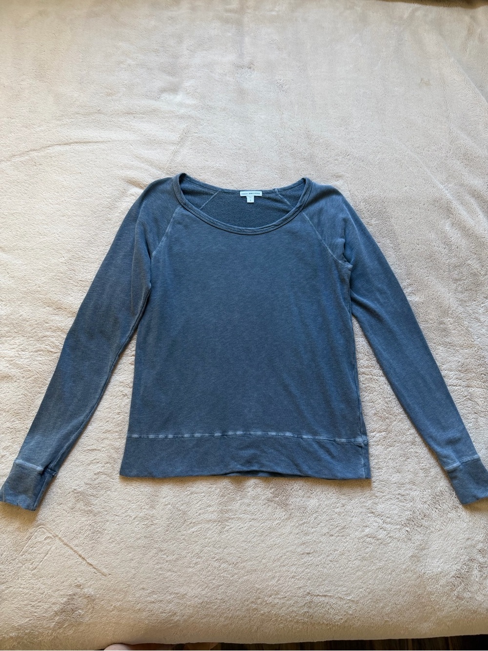 James Perse Standard Washed Blue Raglan Sweatshirt Size 2 M Made in USA
